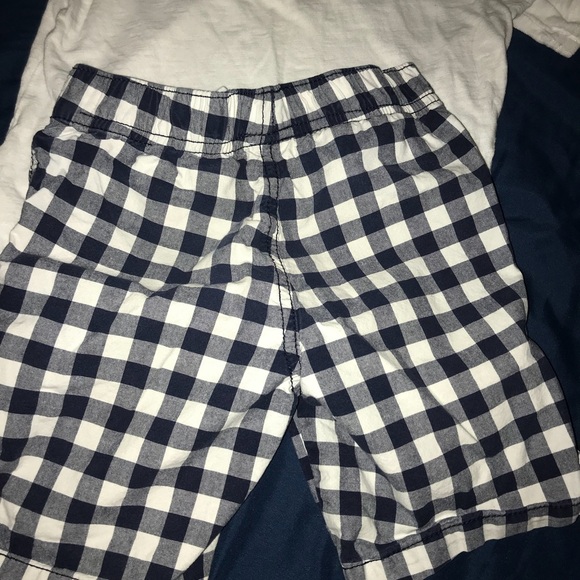 Carters white polo, Gymboree checkered shorts navy - Picture 6 of 8
